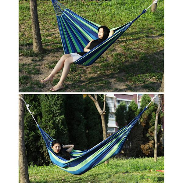 Kannettava puutarha Canvas Riippumatto Camping Nukkua Swing Bed Riippuva kuisti Takapiha Sisätiloissa Ulkona Riippumatto
