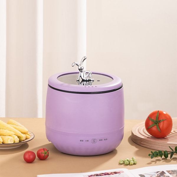 Mini riskoge 1,8L Non Stick Smart elektrisk riskokker til korn, suppe og grød EU-stik 220V Lilla
