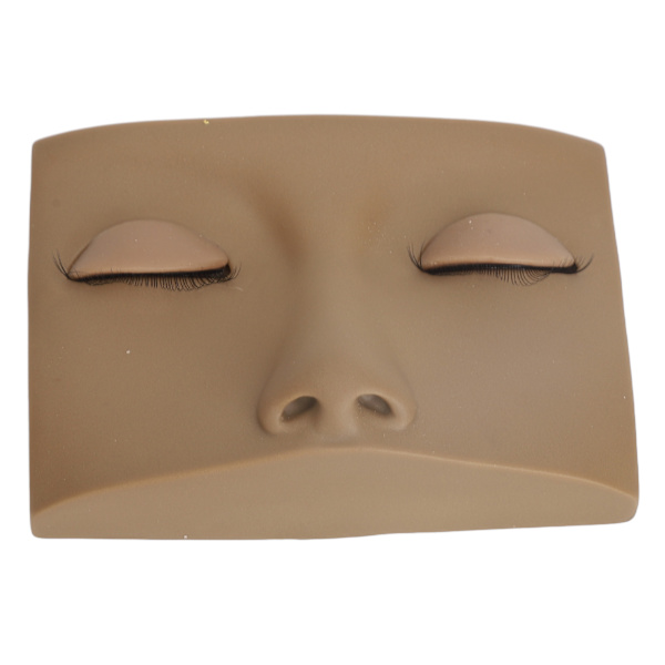 Øyenvippeforlengelse Mannequin Head Set Vipper Forlengelse Øve Ansikt med 3 Avtakbare Vipper Øyelokk Kaffe Farge