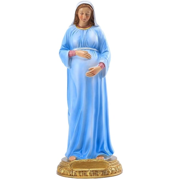 Gravid Jomfru Maria Statue Dekoration Guds Moder Håndlavet Religiøs No A