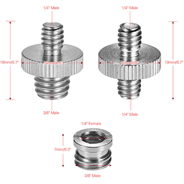 1/4"-20 og 3/8"-16 gevind skrueadapter Monteringssæt Reducer Converter Ring til kamerastativ Monopod Kuglehoved lysstativ
