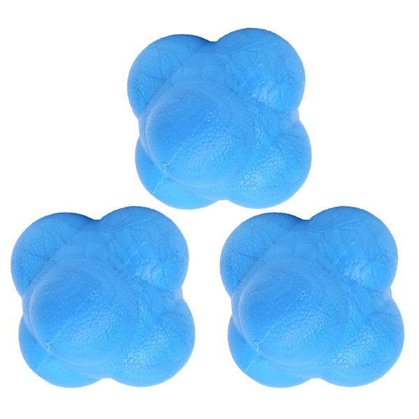 3st Hex Bounce Reaction Ball TPR Coordination Reflex Exercise Sport Fitness Training Ball Blå