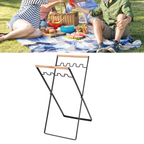 Soppåshållare Metall Soppåshållare Bärbar Utomhusbladsväska Stativ för Camping Picknick Kök Svart