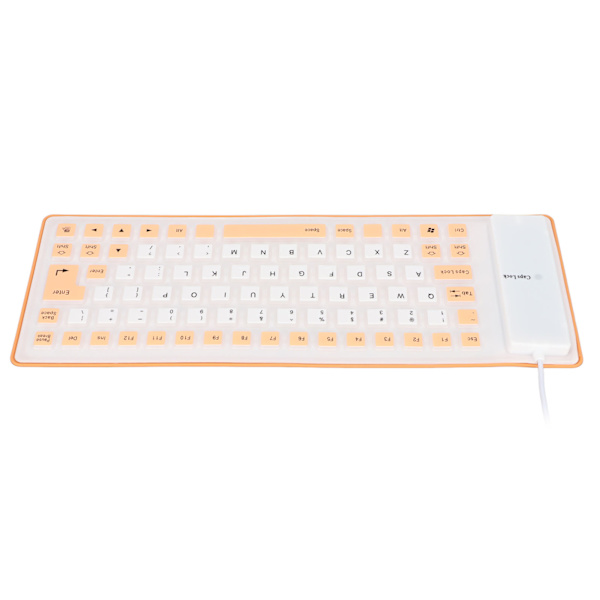 Silikontastatur Helt forseglet design Lett bærbart Stille Mykt Komfortabelt USB kablet silikontastatur for PC Orange