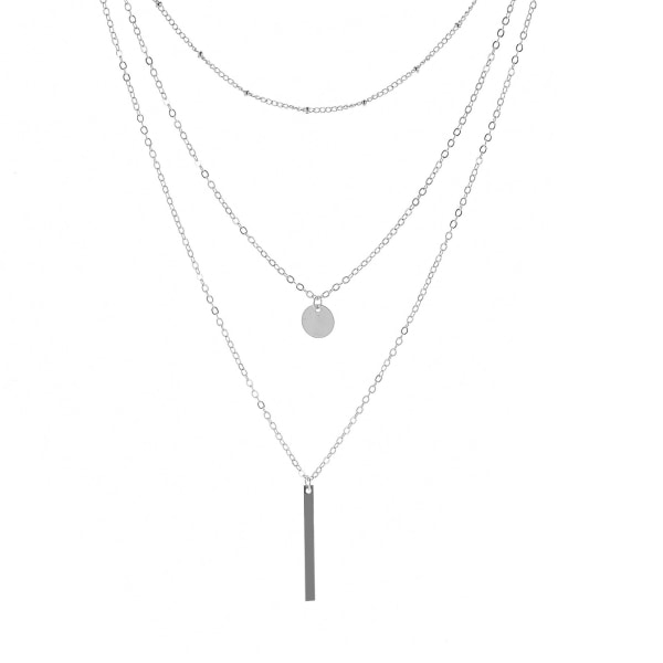 Flerlags halskæde 3-tiers vedhæng Langkæde Dametilbehør (sølv)