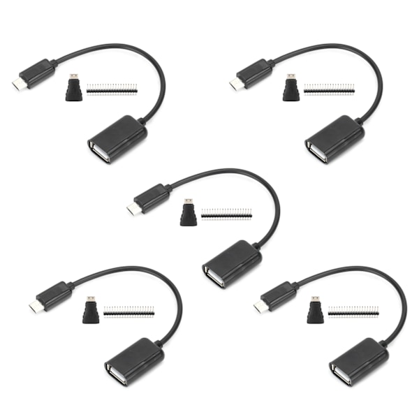 5 Set Micro USB till OTG-kabel HDMI Hona till Mini HDMI Hane Adapter GPIO Header för Raspberry Pi Zero