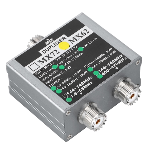 MX62 VHfUHF Duplexer 144148MHz 400470MHz Forskellige frekvenser Indendørs Antennekombinator