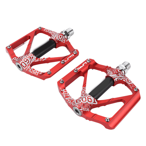 ENLEE 2 stk. Terrengsykkelpedal Sykkel Aluminium Legering Lagerpedal Ultralett Palin Antislipp Pedal Rød