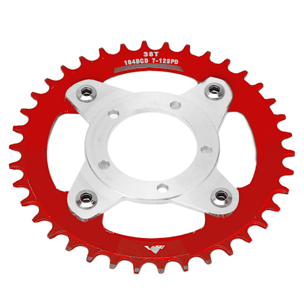 104BCD Elcykelkedjering och adapter 38T aluminiumlegering CNC-skärning för Bafang Central Drive Motor BBS01 Röd