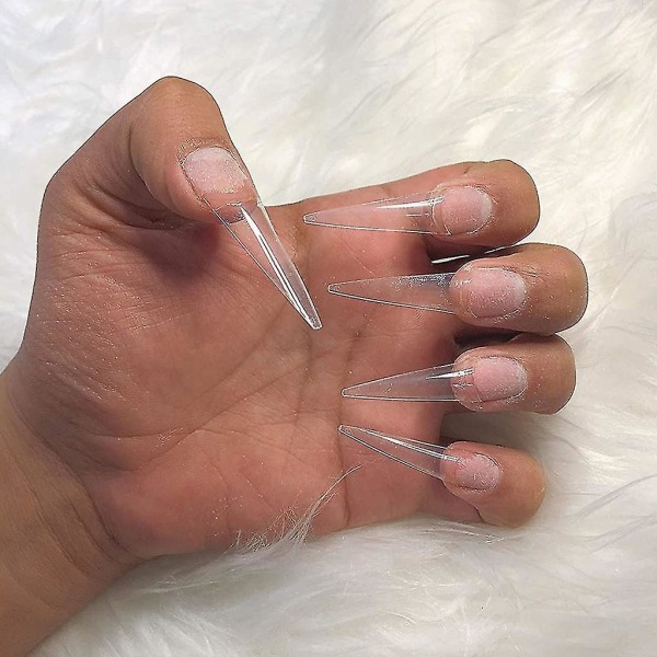 Nails 500stk Lavish Long Clear Stiletto Nail Tips For Akrylnegler