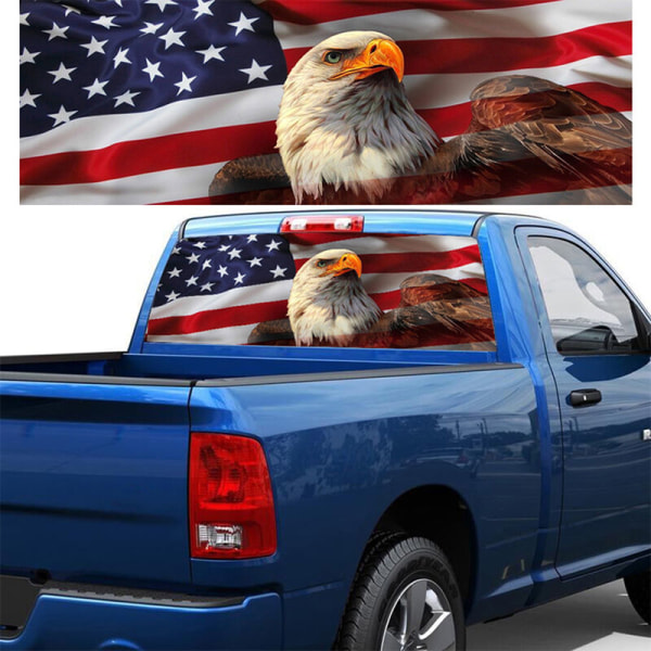 American Flag Eagle Pickup Truck Bakrutemønster-klistremerke SUV Bakvindu Bil-klistremerke 135*36cm