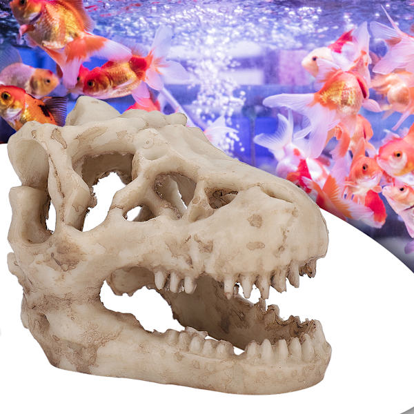 Akvarium dekor kunstig simulering dinosaur hodeskalle form for vannplanter dekorasjon landskap