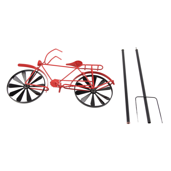Pyörän tuuliturbiini Vintage-polkupyörä Metalli Tuuliturbiini Vintage-tyyliset koristeet pihalle ja puutarhaan Punainen
