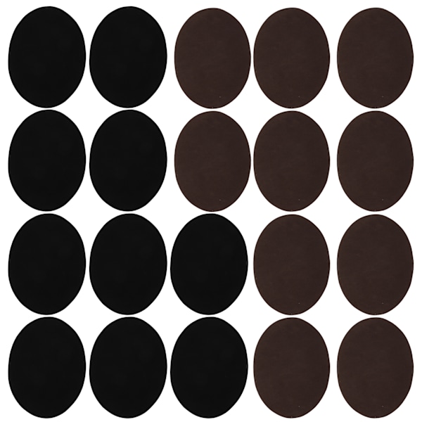 10 par strykejern-lapper, flokket, selvklebende, ovale, for ermer, albue, kne, stoffreparasjon, DIY-dekorasjon (5 par svart, 5 par kaffe)