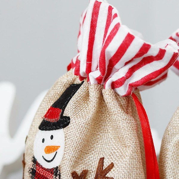3-pack Christmas Rensdyr Julemand Snemand Julegavepose med snøre til julefestartikler