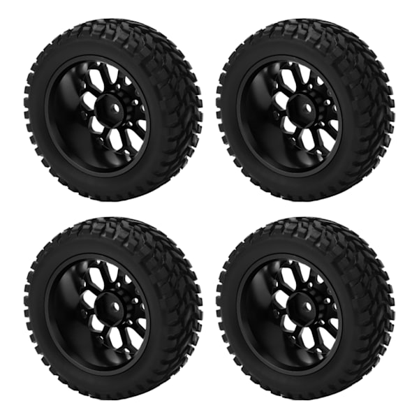 4 stk/sett 1/10 RC Bil Hjul Dekk Aluminium Legering Gummi Dekk for Tamiya TT01 Vei Racing Biler Svart