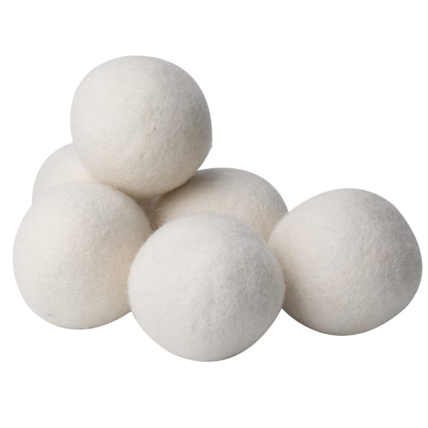 Pakke med 6 ulltørkerballer - Naturlig tøymykner, gjenbrukbar, reduserer klærrynker og sparer tørketid