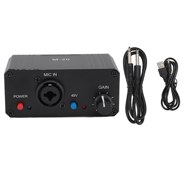 Mikrofonförförstärkare High Gain 48V Phantom Power XLR Output Mic Förförstärkare för dynamiska och kondensatormikrofoner Booster