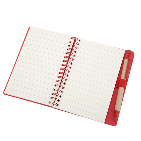 Bärbar anteckningsbok enkel dubbelspole läder anteckningsbok Student anteckningsblock med instickspenna Business Office StationeryRöd