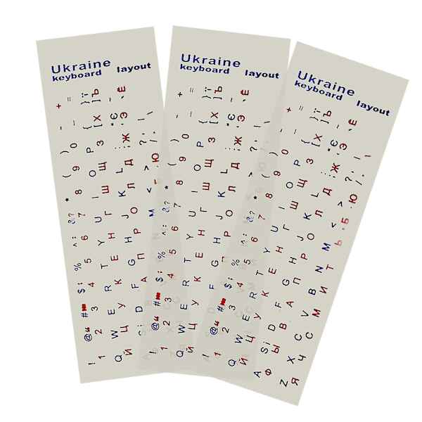 Ukrainske Bokstav Vanntette Tastaturklistremerker - Matt Svart/Klar Transparent