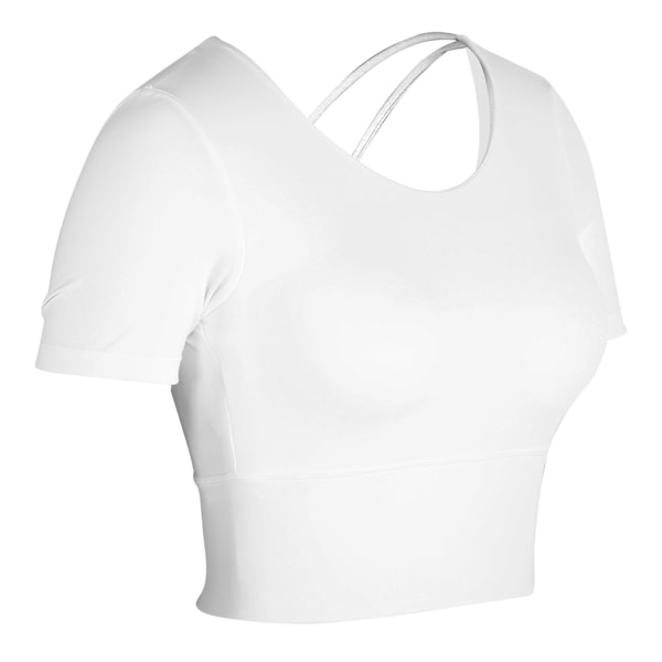 Dame Sommer Sexy Sport Kortermet Topper for Yoga Fitness Trening Sportstilbehør Hvit L