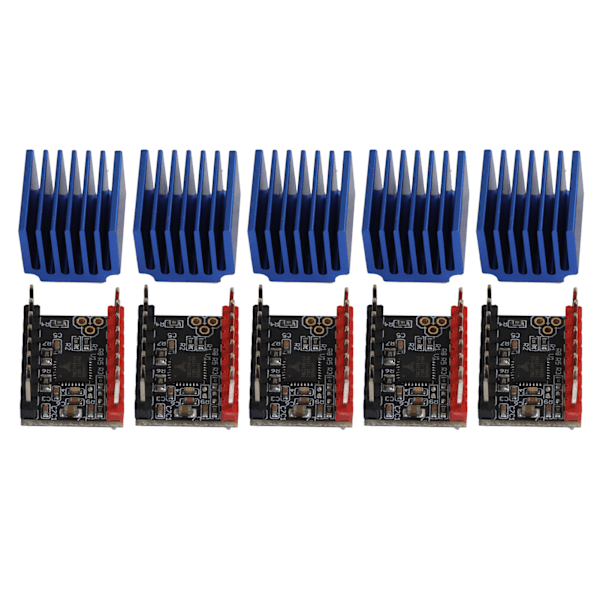 5 sett Steppermotor Driver UART Mode Ultra Stille modul med kjølefinne TMC2209 tilbehør