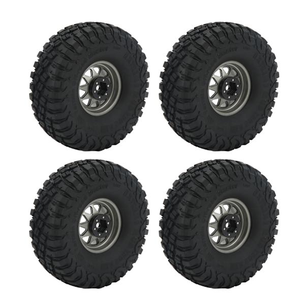 4 kpl 1,9 tuuman pyörien renkaita 10 reiän navalla epätasaisella sora-kuviolla SCX10 1/10 RC-automalleille, harmaa