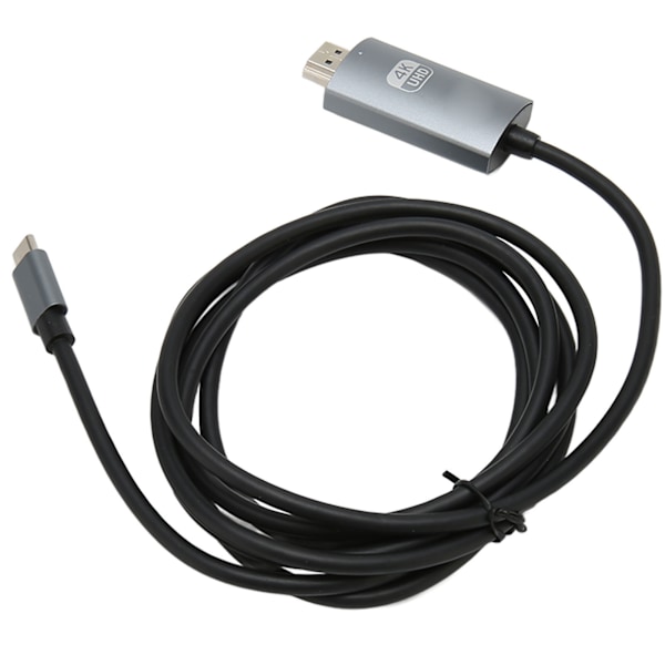 Type-C - HD-liitäntäkaapeli, tukee 4K 30Hz, Plug and Play, Type-C - HD-kaapeli televisiolle ja näytölle, musta ja harmaa