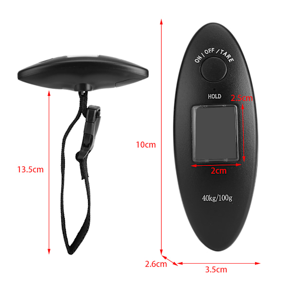 WEIHENG 40kg/100g LCD Digital Bagagevægt Håndholdt Elektronisk Køkken Fiske Vægtbalance