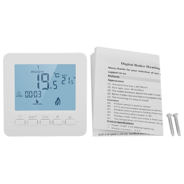 Programmable Thermostat Digital LCD Display Smart Temperature Controller 5A