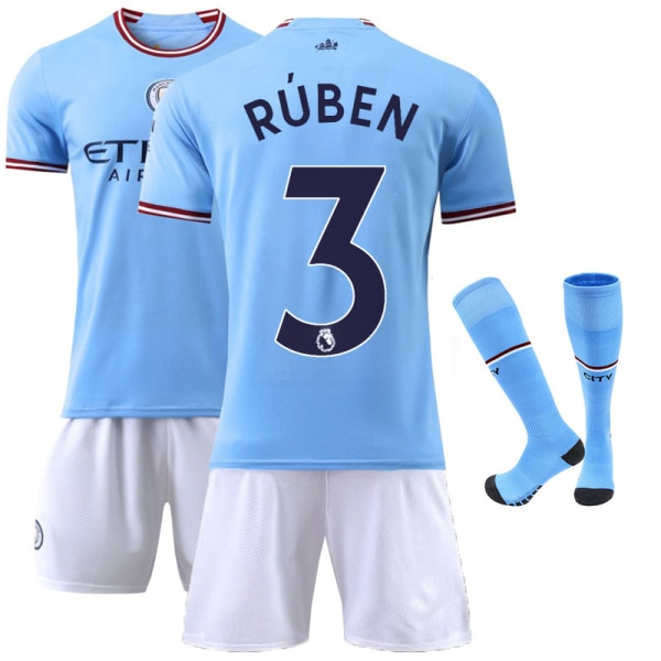 22-23 Manchester City skjorte nr. 17 De Bruyne hjemme og borte barn voksen nr. 10 Aguero fotballskjortesett 26 NO.3