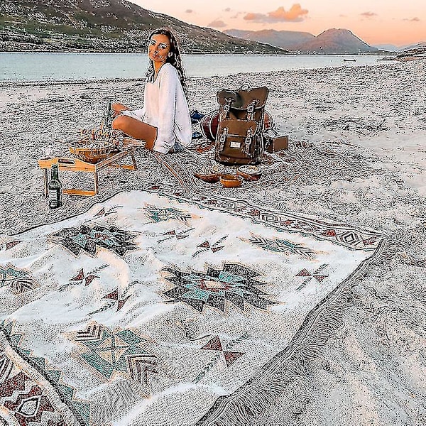 Boho Tribal filt för camping och picknick - 90x90cm