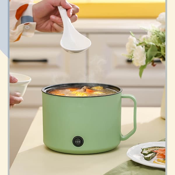 Multifunksjonell Elektrisk Kasserolle Liten Mini Elektrisk Komfyr Rask Nudelkoker for Studenthybler Personlig Bruk CN 220V Mintgrønn