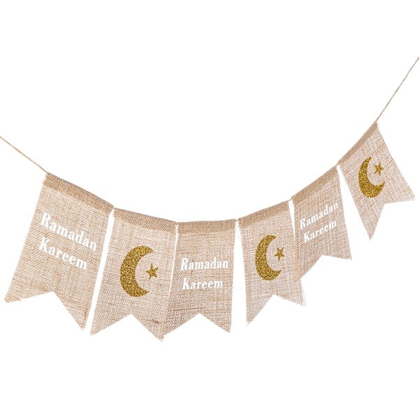 Eid Mubarak -viiri Ramadan Juutti Säkki Kangas Koti Mantel Takka Koristelu Askartelutarvikkeet
