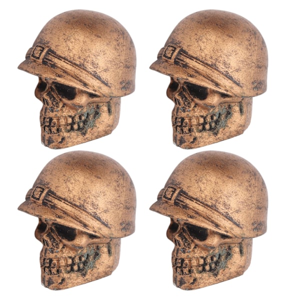 4 stk Dækventilhætter Skull Style Antioxidation Universal til Biler Lastbiler Cykler Motorcykler Cykler Bronze