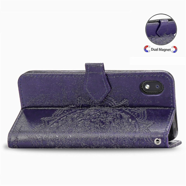 Samsung Galaxy A01 Core Case Läderplånboksfodral Emboss Mandala Magnetic Flip Protection Stötsäker - Violet