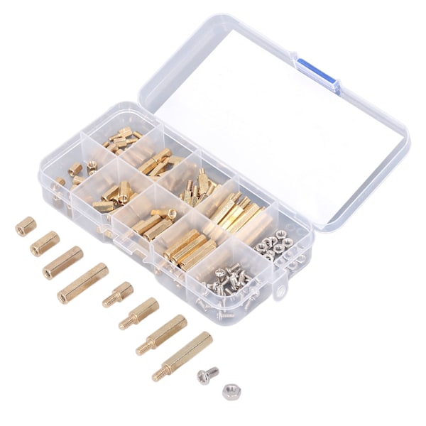120 stk M3 Standoff Kit Messing Standard Sekskantmutter Standoff Kit for Bilelektronikk