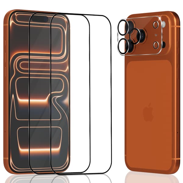 2-pack kompatibel med iPhone 17 Pro Max skärmskydd och 1-pack linsskydd - Härdat glas 9H - Superkvalitet 3D