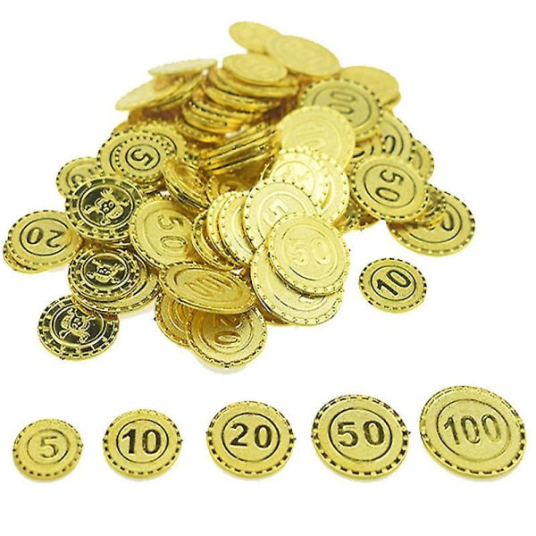 100 stk Piratmønter Guldmønter Piratguldmønter Børn deltager i skattejagt