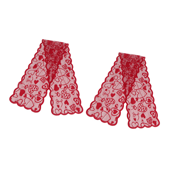 2 kpl Hääpöytäjuoksuja Love Heart Print Pitsi Punainen Pöytäjuoksu Koriste Ystävänpäivä Vuosipäiväjuhla 71,7x13in