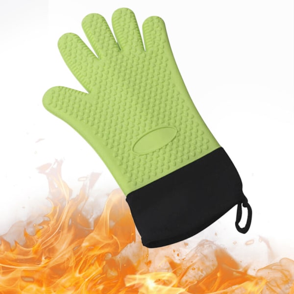 Enkel set allmänna högtemperaturbeständiga handskar för vänster och höger, gröna
