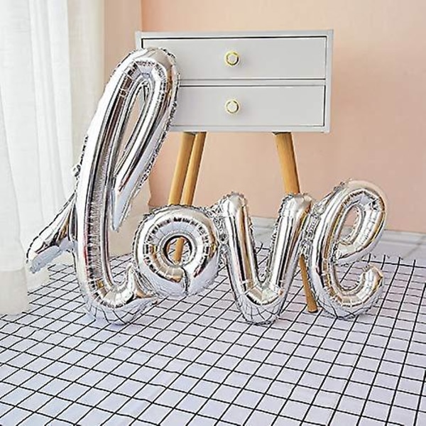 Dekorationer Kærlighedsballon - Sølv kærlighedsbrevsballon til bryllup, jubilæumsfester og fødselsdagsfester