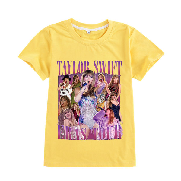 Barn Taylor Swift T-shirt Print Kortärmad T-shirt Toppar Swiftie Fans Konsertpresenter 130cm Yellow 6#