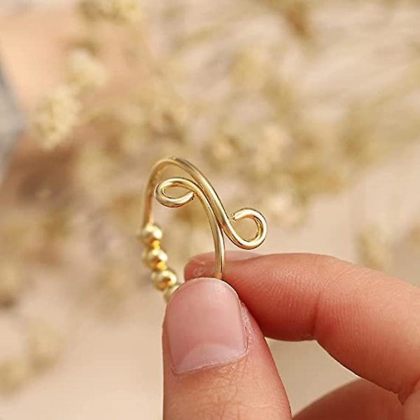 Kvinner Roterbare Fidget Beads Ringer Anti Stress Angst Spinner Åpning Fredsring Valentinsdag smykker