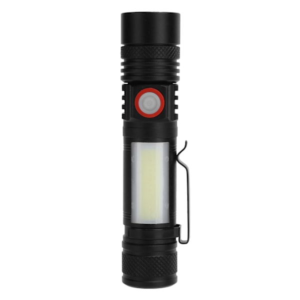 T6+COB elektrisk ficklampa Teleskopisk zoom Kraftfull ficklampa Dubbla ljuskällor utomhusfackla