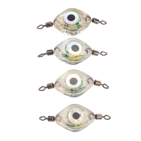 4-pack LED-fiskebeten Multifunktionella Vattenaktiverade Dubbla Rotationsklämmor Fiskebete Ljus för Saltvatten Sötvattensfiske