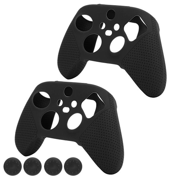 2 kpl Antislip Silikon Pelikonsolin Peliohjain Suojaimet Xbox Series S X:lle (musta)