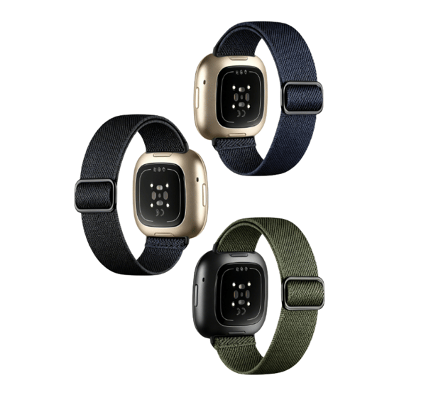 Elastiske nylonbånd, kompatible med Fitbit Versa 4-armbånd/Fitbit Versa 3-armbånd/Fitbit Sense-armbånd/Sense 2-armbånd, sett