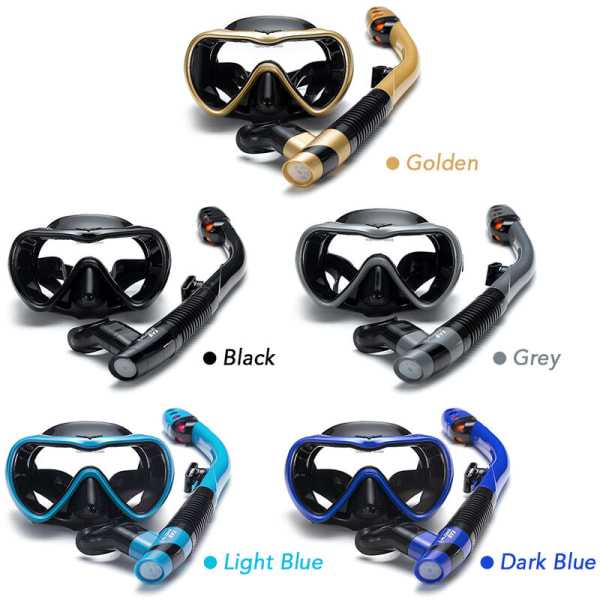 Lækagesikker snorkelsæt antidug snorkelbriller med Easy Dry Snorkelrør til snorkling, Model: Sort