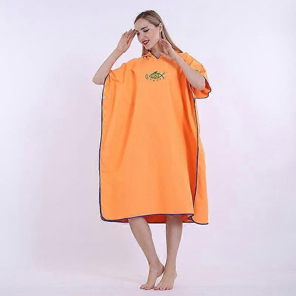 Strandhåndklæde Poncho Badehætte Hurtigtørrende Badekåbe Badehåndklæde Voksen Orange